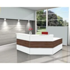 Kerkmann Empfangstheke Atlantis, Nussbaum / Weiß, 250 X 110 X 250cm, Winkeltheke Mit Anbautisch -Leitz || Novus || Herlitz Shop 026ddac2f3060319f8e69c8cdc58d902a4a3637a empfangstheke kerkmann atlantis nussbaum weiss