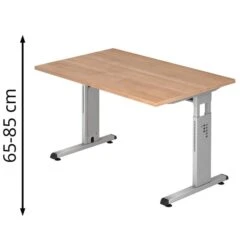 Hammerbacher Schreibtisch O-Serie, Nussbaum, Höhenverstellbar, 120 X 65-85 X 80cm