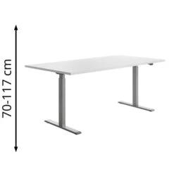 Topstar Schreibtisch E-Table, TTS18080GW, Elektrisch Höhenverst., 180 X 70-120 X 80cm, Weiß