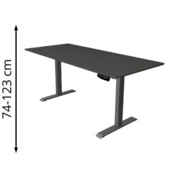 Kerkmann Schreibtisch Move 1, 1823, Anthrazit, Elektrisch Höhenverstellbar, 180 X 74-123 X 80cm