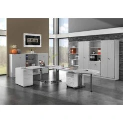 Hammerbacher Schreibtisch O-Serie, Verstellbar, 180 X 65-85 X 80, Lichtgrau / Graphit -Leitz || Novus || Herlitz Shop 160000248e7fefd1a07b8029b9d35851a1d01424 schreibtisch hammerbacher o serie