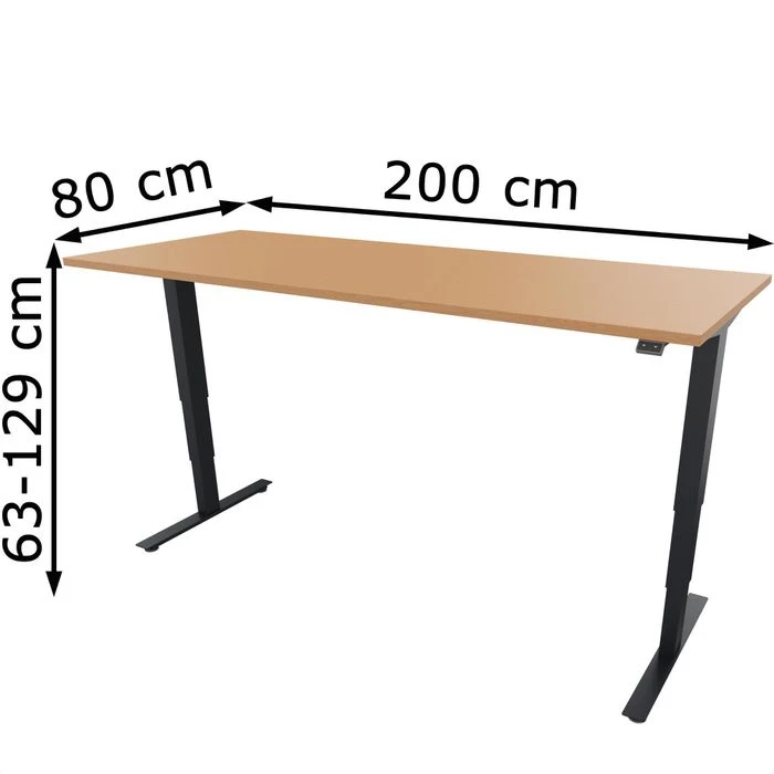 Fm-Büromöbel Schreibtisch Move 2.0, Buche, Elektrisch Höhenverstellbar, 200 X 63-129 X 80cm 5 Fm-Büromöbel Schreibtisch Move 2.0, Buche, Elektrisch Höhenverstellbar, 200 X 63-129 X 80cm – Bild 5