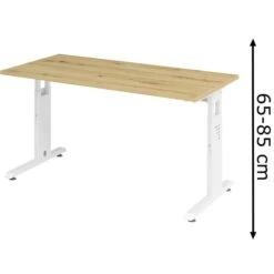 Hammerbacher Schreibtisch O-Serie, Asteiche, Verstellbar, 140 X 68-85 X 67,2cm, Mini Office