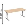 Geramöbel Schreibtisch Elektro Flex, Buche, Elektrisch Höhenverstellbar, 180 X 65-125 X 80cm