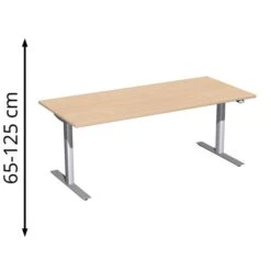 Geramöbel Schreibtisch Elektro Flex, Buche, Elektrisch Höhenverstellbar, 180 X 65-125 X 80cm