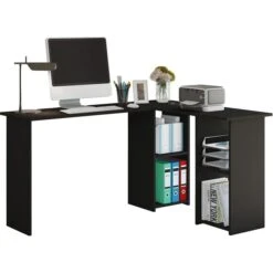 VCM Schreibtisch Lusias, 913523, Anthrazit, Mit Regalfach, Maße: 136 X 112cm