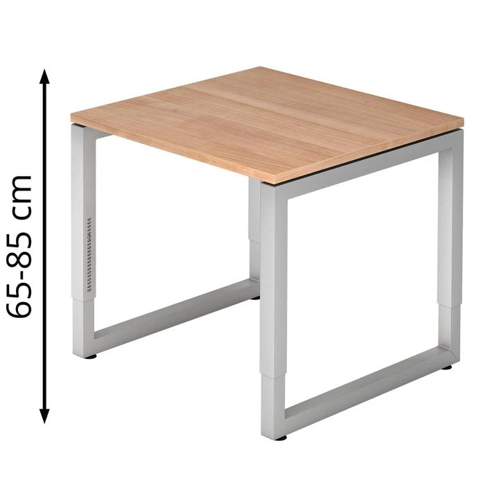 Hammerbacher Schreibtisch R-Serie, Nussbaum, Höhenverstellbar, 80 X 65-85 X 80cm 1 Hammerbacher Schreibtisch R-Serie, Nussbaum, Höhenverstellbar, 80 X 65-85 X 80cm