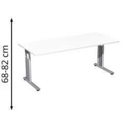Geramöbel Schreibtisch Flex S-617146-WS, Weiß, Höhenverstellbar, 180 X 68-82 X 80cm
