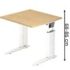 Hammerbacher Schreibtisch U-Serie, Verstellbar, 80 X 68-86 X 80cm, Ahorn / Weiß