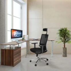 HJh-OFFICE Schreibtisch Castor I, 830093, Walnuss, Mit Standcontainer, 152 X 144cm, L-Form -Leitz || Novus || Herlitz Shop 399ba2cf7ec5e170e0a31a8b581eb9d73333481b schreibtisch hjh office castor i 830093 walnuss