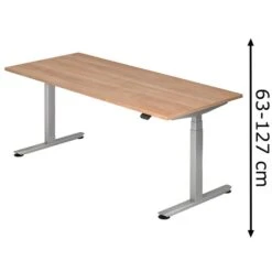 Hammerbacher Schreibtisch XDLB 19, Nussbaum, Elektrisch Höhenverstellbar, 180 X 63-127 X 80cm