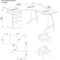 HJh-OFFICE Schreibtisch Castor, 673420, Nussbaum, Mit Standcontainer, 151,2 X 143,4cm, L-Form -Leitz || Novus || Herlitz Shop 422fc74033723164ec3bbcc878f04148175658a2 schreibtisch hjh office castor 673420 nussbaum