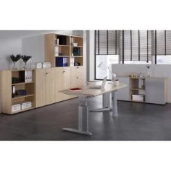 Hammerbacher Schreibtisch U-Serie, Verstellbar, 180 X 68-86 X 80cm, Eiche / Silber -Leitz || Novus || Herlitz Shop 522f7927cb747859a4b7ebf56c37d17dcaf842fa schreibtisch hammerbacher u serie