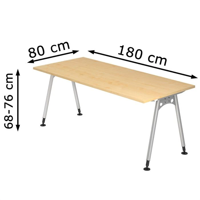Hammerbacher Schreibtisch AS 19, Ahorn, Höhenverstellbar, 180 X 68-76 X 80cm 2 Hammerbacher Schreibtisch AS 19, Ahorn, Höhenverstellbar, 180 X 68-76 X 80cm – Bild 2