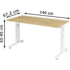 Hammerbacher Schreibtisch O-Serie, Asteiche, Verstellbar, 140 X 68-85 X 67,2cm, Mini Office -Leitz || Novus || Herlitz Shop 6532cd5b832b42ffc4ff0c5ffc02381e2126b340 schreibtisch hammerbacher o serie asteiche