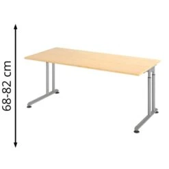 Hammerbacher Schreibtisch Z-Serie, Verstellbar, 180 X 68-82 X 80cm, Ahorn / Silber