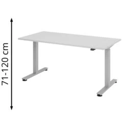 Hammerbacher Schreibtisch XMST 16, Lichtgrau, Elektrisch Höhenverstellbar, 160 X 71-120 X 80cm