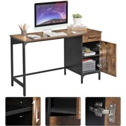 Vasagle Schreibtisch LWD51X, Braun, Vintage, Mit Standcontainer, Maße: 130 X 55cm -Leitz || Novus || Herlitz Shop 6d2b54ecd94ffd8757abb81892b28700693ac642 schreibtisch vasagle lwd51x braun