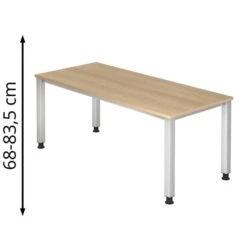 Hammerbacher Schreibtisch Q-Serie, Eiche, Höhenverstellbar, 180 X 68-83,5 X 80cm