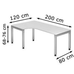 Hammerbacher Schreibtisch JS 82, Weiß, Höhenverstellbar, 200 X 68-76 X 120cm, L-Form -Leitz || Novus || Herlitz Shop 73fcb6bb2fc72560d3bf7731d2bd64acfafb5278 schreibtisch hammerbacher js 82 weiss