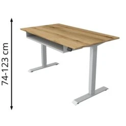 Kerkmann Schreibtisch Small Office, 10031055, Elektrisch Verstellbar, 140 X 74-123 X 80cm, Eiche