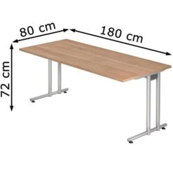 Hammerbacher Schreibtisch N-Serie, Nussbaum, Maße: 180 X 80cm -Leitz || Novus || Herlitz Shop 7fc18f70dc4b694cda96f583ee14fe58c6a057ed schreibtisch hammerbacher n serie nussbaum