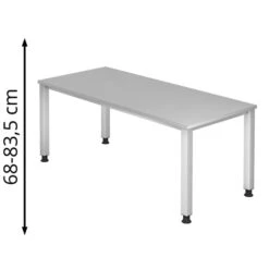 Hammerbacher Schreibtisch Q-Serie, Lichtgrau, Höhenverstellbar, 180 X 68-83,5 X 80cm