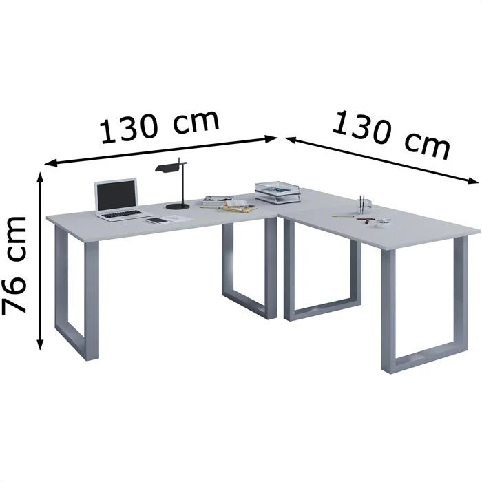 VCM Schreibtisch Lona, 915242, Grau, Maße: 130 X 130cm, L-Form 3 VCM Schreibtisch Lona, 915242, Grau, Maße: 130 X 130cm, L-Form – Bild 3