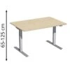 Geramöbel Schreibtisch Elektro Flex, Ahorn, Elektrisch Höhenverstellbar, 120 X 65-125 X 80cm