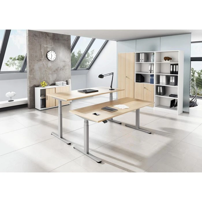 Hammerbacher Schreibtisch XDLB 19, Nussbaum, Elektrisch Höhenverstellbar, 180 X 63-127 X 80cm 2 Hammerbacher Schreibtisch XDLB 19, Nussbaum, Elektrisch Höhenverstellbar, 180 X 63-127 X 80cm – Bild 2