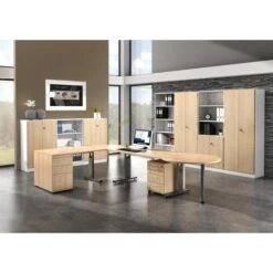 Hammerbacher Schreibtisch O-Serie, Asteiche, Höhenverstellbar, 200 X 65-85 X 100cm -Leitz || Novus || Herlitz Shop 8bd3c67bb27b1cfdb72f526525a787bef9b0f6de schreibtisch hammerbacher o serie asteiche