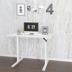 HJh-OFFICE Schreibtisch Stand CR, Weiß, Manuell Verstellbar Mit Kurbel 120 X 74-123 X 60cm -Leitz || Novus || Herlitz Shop 8cbe0e2a8c8e465d1f2046d28bb69b2e0eb01526 schreibtisch hjh office stand cr weiss