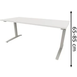 Fm-Büromöbel Schreibtisch Fm69, Diamantweiß, Höhenverstellbar, 200 X 65-85 X 80cm