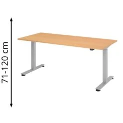 Hammerbacher Schreibtisch XMST 19, Buche, Elektrisch Höhenverstellbar, 180 X 71-120 X 80cm