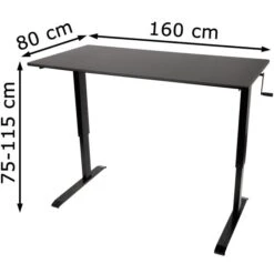 Luxor Schreibtisch SUD-C-B-160, Schwarz, Manuell Verstellbar Mit Kurbel 160 X 75-115 X 80cm -Leitz || Novus || Herlitz Shop 9ad23154c576cd54458b809e96457c0dd9e3c9d2 schreibtisch luxor sud c b 160 schwarz