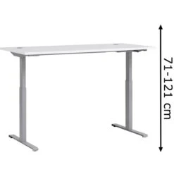 Möbelpartner Schreibtisch Office, Kreideweiß, Elektrisch Höhenverstellbar, 160 X 71-121 X 75cm