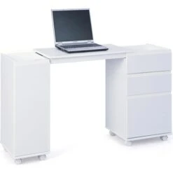 Inter-Link Schreibtisch Laptop Office, 20900400, Mit Flügeltür Und Schubfach, 66-121 X 36,5cm Weiß
