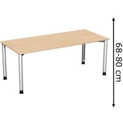 Geramöbel Schreibtisch Flex S-555146-BS, Buche, Höhenverstellbar, 180 X 68-80 X 80cm