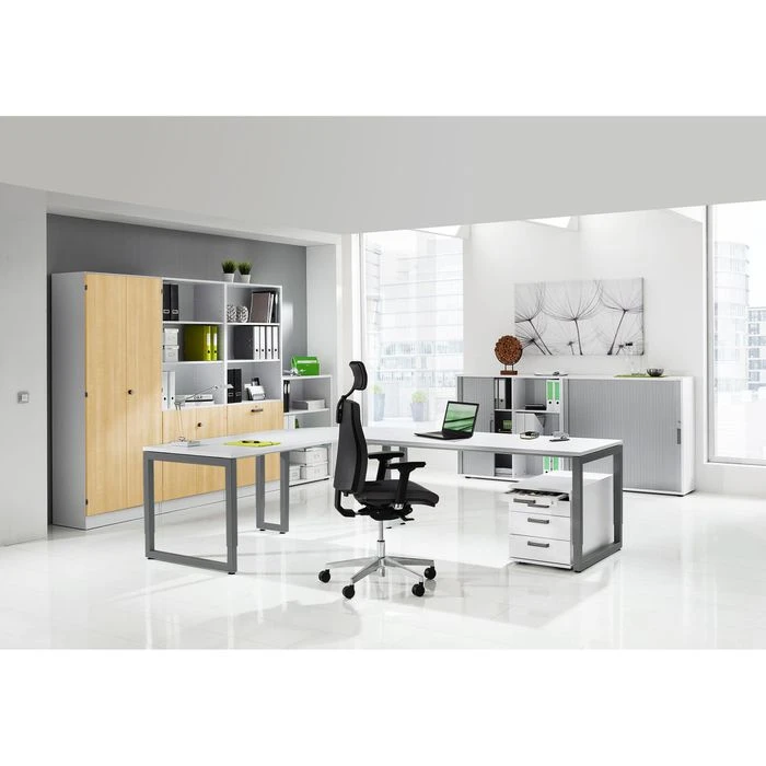 Hammerbacher Schreibtisch R-Serie, Ahorn / Graphit, Höhenverstellbar, 180 X 65-85 X 80cm 2 Hammerbacher Schreibtisch R-Serie, Ahorn / Graphit, Höhenverstellbar, 180 X 65-85 X 80cm – Bild 2