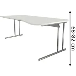 Kerkmann Schreibtisch Artline 7665, Weiß, Höhenverstellbar, 195 X 68-82 X 100cm, Freiform