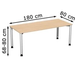 Geramöbel Schreibtisch Flex S-555146-BS, Buche, Höhenverstellbar, 180 X 68-80 X 80cm -Leitz || Novus || Herlitz Shop c47df11875cca9a6e610488e5f89a57a0c25540e schreibtisch geramoebel flex s 555146 bs buche