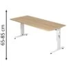 Hammerbacher Schreibtisch O-Serie, Höhenverstellbar, 180 X 65-85 X 80cm, Eiche / Weiß