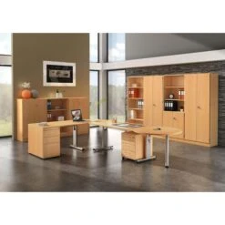 Hammerbacher Schreibtisch O-Serie, Buche, Höhenverstellbar, 160 X 65-85 X 80cm -Leitz || Novus || Herlitz Shop ce93ad721d2c0c14d442fc205547fd25f8ba4370 schreibtisch hammerbacher o serie buche