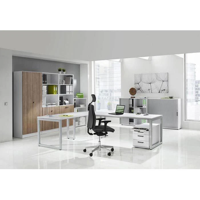 Hammerbacher Schreibtisch R-Serie, Nussbaum, Höhenverstellbar, 80 X 65-85 X 80cm 4 Hammerbacher Schreibtisch R-Serie, Nussbaum, Höhenverstellbar, 80 X 65-85 X 80cm – Bild 4