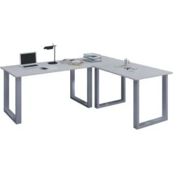 VCM Schreibtisch Lona, 916362, Grau, Maße: 160 X 160 X 80cm, L-Form