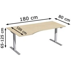 Geramöbel Schreibtisch Elektro Flex, Ahorn, Elektrisch Höhenverstellbar, 180 X 100cm, Freiform -Leitz || Novus || Herlitz Shop db9a8fc58b3df58454335d4e3b916fb759742b5f schreibtisch geramoebel elektro flex ahorn