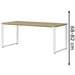 Röhr Schreibtisch Objekt.pur, Eiche Massivholz, Höhenverstellbar, 180 X 68-82 X 80cm
