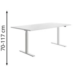 Topstar Schreibtisch E-Table, TTS18080WW, Elektrisch Höhenverst., 180 X 70-120 X 80cm, Weiß