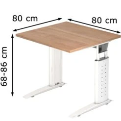 Hammerbacher Schreibtisch U-Serie, Verstellbar, 80 X 68-86 X 80cm, Nussbaum / Weiß -Leitz || Novus || Herlitz Shop e33ed31199eb27a5526e37cde95891a1b432f6ed schreibtisch hammerbacher u serie