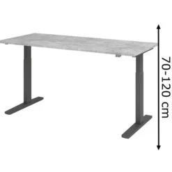 Hammerbacher Schreibtisch XMKA 19, Beton, Elektrisch Höhenverstellbar, 180 X 70-120 X 80cm